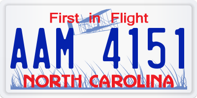 NC license plate AAM4151