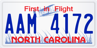 NC license plate AAM4172