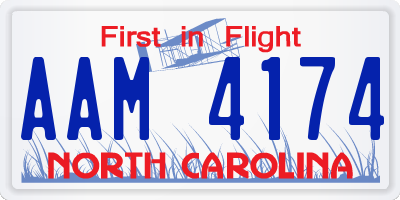 NC license plate AAM4174