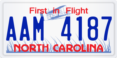 NC license plate AAM4187