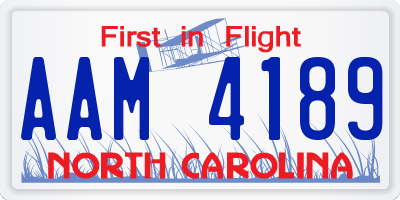 NC license plate AAM4189