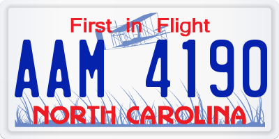 NC license plate AAM4190