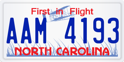 NC license plate AAM4193