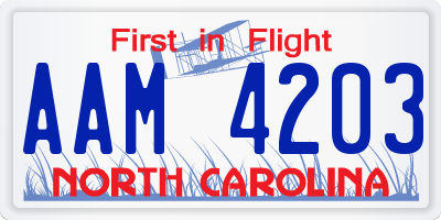 NC license plate AAM4203