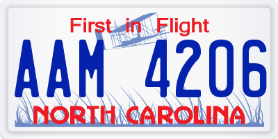 NC license plate AAM4206