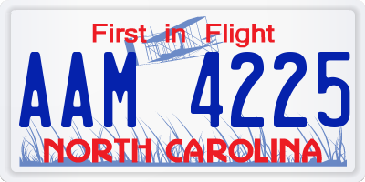 NC license plate AAM4225
