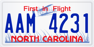 NC license plate AAM4231