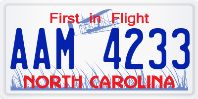 NC license plate AAM4233