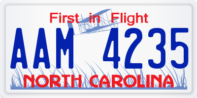 NC license plate AAM4235