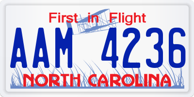 NC license plate AAM4236