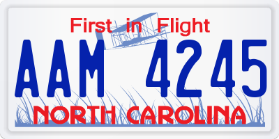 NC license plate AAM4245