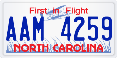 NC license plate AAM4259