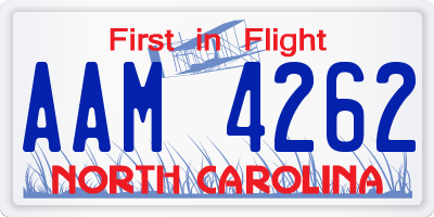 NC license plate AAM4262