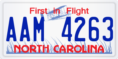 NC license plate AAM4263