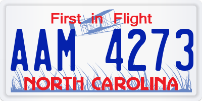 NC license plate AAM4273