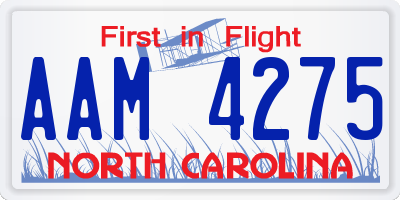 NC license plate AAM4275