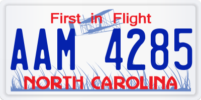 NC license plate AAM4285