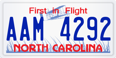 NC license plate AAM4292
