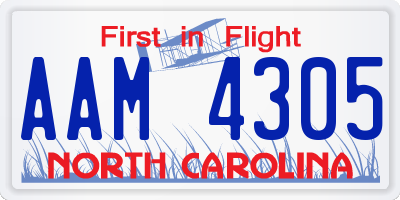 NC license plate AAM4305