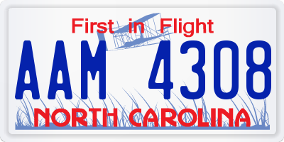 NC license plate AAM4308