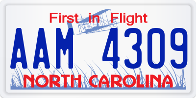 NC license plate AAM4309