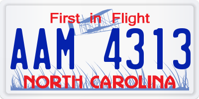 NC license plate AAM4313