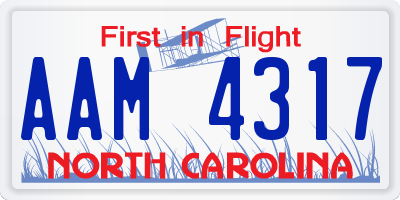 NC license plate AAM4317