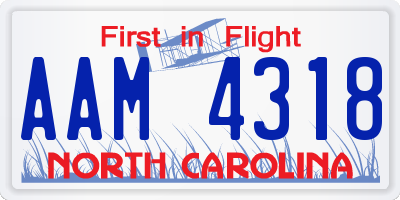 NC license plate AAM4318