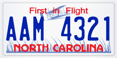 NC license plate AAM4321