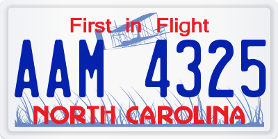 NC license plate AAM4325