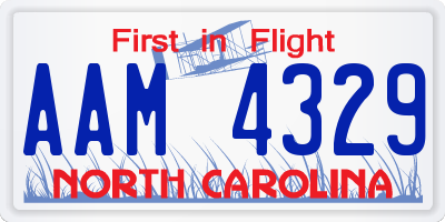 NC license plate AAM4329