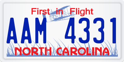 NC license plate AAM4331