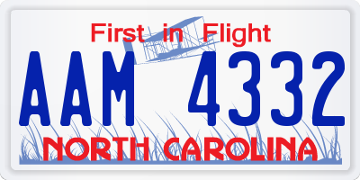 NC license plate AAM4332