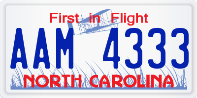 NC license plate AAM4333