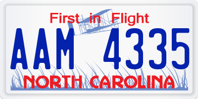 NC license plate AAM4335