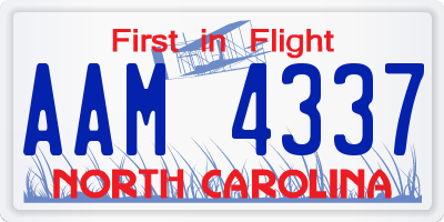 NC license plate AAM4337