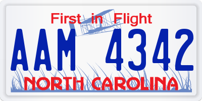 NC license plate AAM4342