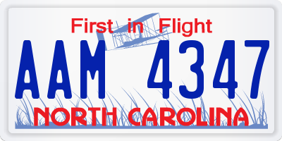 NC license plate AAM4347