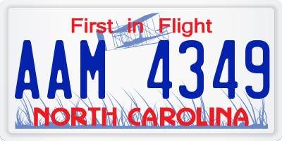 NC license plate AAM4349