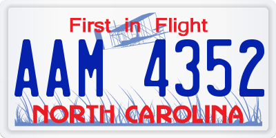 NC license plate AAM4352