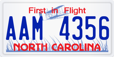 NC license plate AAM4356
