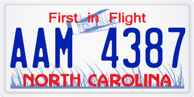 NC license plate AAM4387
