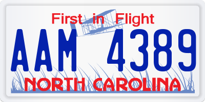 NC license plate AAM4389
