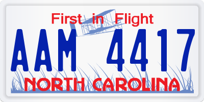 NC license plate AAM4417