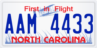 NC license plate AAM4433