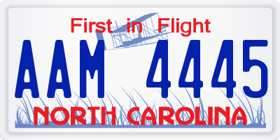 NC license plate AAM4445