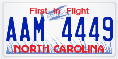 NC license plate AAM4449