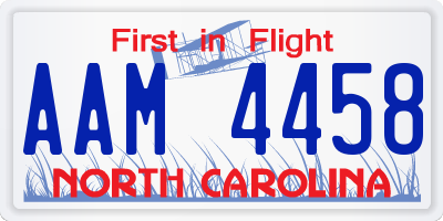 NC license plate AAM4458