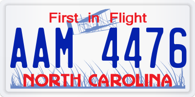 NC license plate AAM4476