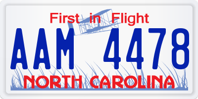 NC license plate AAM4478